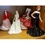 Group of Four Coalport, Royal Doulton and Royal Worcester Lady Figures Figurines
