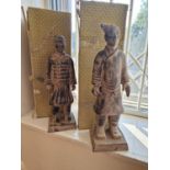 Pair of Large Chinese Terracotta Warrior Figures