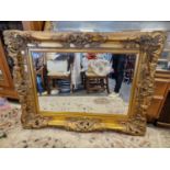 Antique Very Large Gilt and Rococo/Baroque Framed Bevelled Edge Mirror - 123x91cm