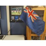 British Made Union Jack Ensign Flag and Pole - possibly for Naval use - Militaria Interest - 86x40cm