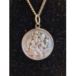 Sterling Hallmarked Chester Silver Charles Horner (Halifax) Saint Christopher Pendant Necklace Chain