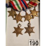 Set of Six WWII World War Two Star Medals inc Atlantic, France & Germany, Africa etc - Militaria Int