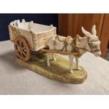 Royal Dux Porcelain Donkey & Cart Figure - 28cm length