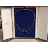 18ct Gold & Diamond String Necklace Chain - featuring 15 diamonds and 7.7g total