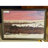 Framed Pencil Signed Peter Brook (1927-2009) Print 'Red Sky at Night' - 36cm x 30cm