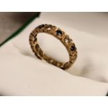 9ct Gold, Diamond & Sapphire Full Eternity Ring, size K