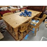 Large Pine Farmhouse Kitchen Table & Chairs