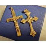Pair of 9ct Gold Crucifix Pendants - total weight 3.2g