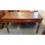 Oak Vintage Two Drawer Desk Table - 138x67x77cm