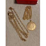 9ct Gold St Christopher Pendant Chain + a Nice 9ct Gold Necklace - combined weight 6g