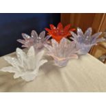 Set of Five Murano Italian Studio Glass Lavorazion Blown Glass Finger Bowls - 19cm diameter by 11cm