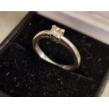 0.33ct Princess Cut Diamond & Platinum (950) Engagement Ring - 4.3g & size K+0.5