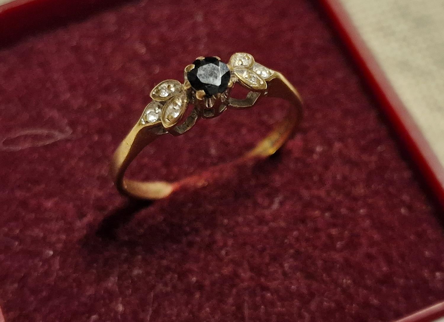 9ct Gold, Sapphire & Diamond Ring, size L