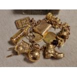 Vintage 9ct Gold Charm Bracelet - 51.5g