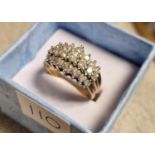 9ct Gold and Diamond Cluster Ring - size O, 4.5g