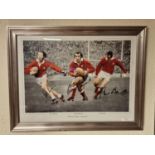 Framed and Signed 'Welsh Rugby Legends' Photograph of J.P.R. Williams, Gareth Edwards and Phil Benne