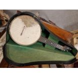 George Formby 1930's Cased 'Down South' Banjolele - possibly played by George given the 'GF' marks