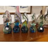 Set of 5 Maltese Mdina Studio Glass Seahorses - 17cm tall