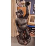 Very Large European 1920's/30's Simian Monkey Chimp Heavy Carved Hardwood Advertising Piece - likely