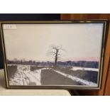 Framed Pencil Signed Peter Brook (1927-2009) Print 'Sheep in Winter' - 36cm x 30cm