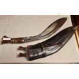 Early Indian/Gurkha/Khukri Knife Set and Sheath/Scabbard - 46cm length