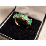 14ct Gold, Emerald and Diamond Ring, size N+0.5, 2.9g