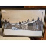 Framed Pencil Signed Peter Brook (1927-2009) Print 'Village - Christmas Eve' - 36cm x 30cm