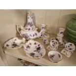 Collection of Hammersley Victorian Violets and Bird of Paradise Purple Tea and Decorative Wares