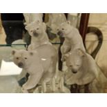 Quartet of Lladro Polar Bear Figures