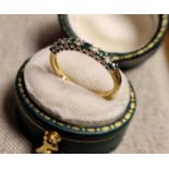 9ct Gold, Emerald and Diamond Half Eternity Ring, size K