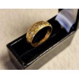 Antique 18ct Gold & Diamond Mourning Ring w/inscription to the inner band, size K, 3.6g