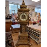 Very Large Antique Brass Big Ben Mantel Clock, face features an Art-Nouveau style and indistinctly d