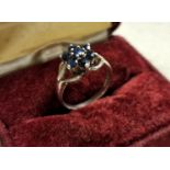Sapphire and Sterling Silver Cluster Ring