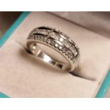 18ct White Gold and Diamond Triple Row Eternity Ring - size M+0.5, 5.6g