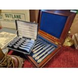 Pair of Cutlery Sets including Set of 6 Wedgwood Barlaston Knives and Silver-Plated Martin Hall & Co