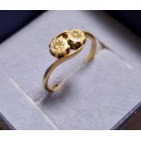 18ct Gold and Twin Diamond Dress Ring - size J