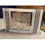 Garrard & Co Ltd An Elliott Clock Mantle Clock in White and Green Case - width 23cm, presented to G