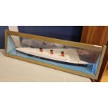 Bassett-Lowke Ltd Northampton Scale Waterline Model of RMS Queen Mary in Case - case length 64cm, po