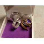 Trio of Silver 925 Rings plus 9ct Gold and Amethyst Ring (A/F scrap) - scrap ring weight 1.7g
