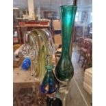 Pair of Alum Glass Vases + an Andrew Sanders signed Scent Bottle