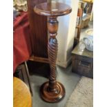 Round-Topped Plant Stand with Barley Twist Leg - 93cm tall, 26cm diameter top