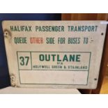 Original Metal Double-Sided Halifax Passenger Transport Bus Queue Advertising Sign - 50.5cm x 38cm