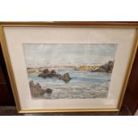 Coastal Seafront Watercolour by Harold Hemingway (1908-1976)