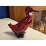 Royal Doulton Flambe Red Duck Figure - 16cm tall