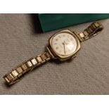 9ct Gold Swiss Winegartens Cocktail Watch w/a plated flexistrap -18.7g