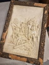 Framed Carved Soapstone Scene of the Battle of Ravenna 1512 - French/Cambrai 16th Century War