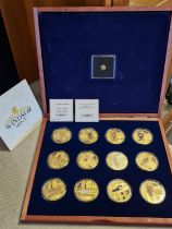 Cased Complete Windsor Mint 'British Battledresses of WW2' Set of 12 Commemorative Coins and 'Victor