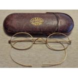 Cased Gold Rimmed Spectacles - J Hall of Bradford