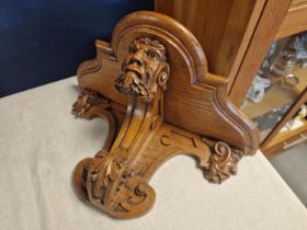 Early 20th Century Carved Oak Bible Shelf - Mouseman Interest