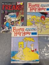 Trio of Vintage British Comic Book Magazines inc Freak Brothers and Funny Half Hour